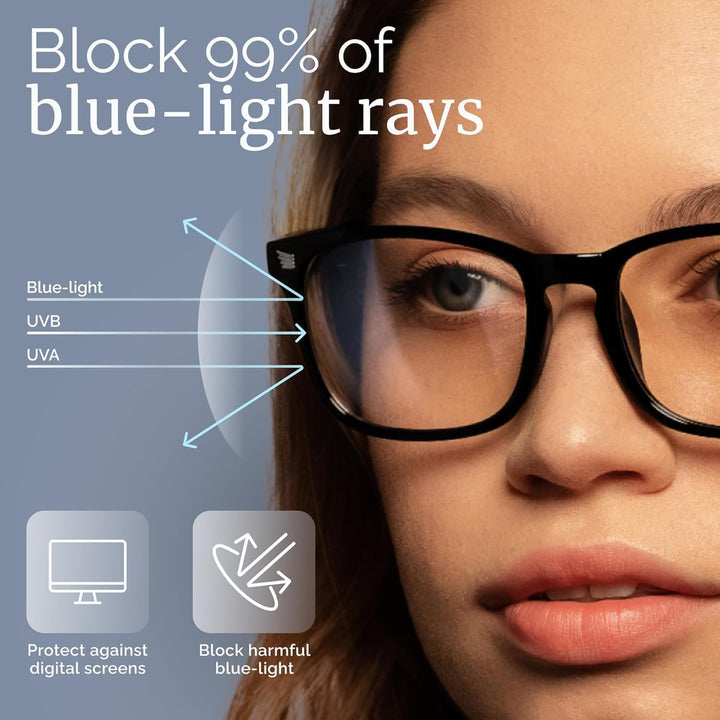 High Tech Blue Light Glasses - Advanced 99% Blue Light Blocking Computer Glasses - anti Eyestrain & UV Glare Protection