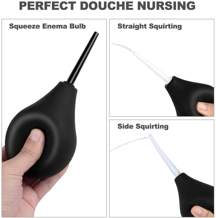 Enema Bulb Silicone Anal Douche Enema Kit for Women & Men with 3 Nozzles