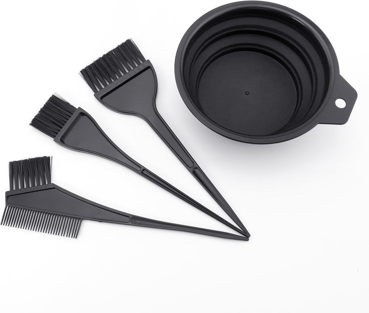 Hair Coloring Dyeing Kit, 4 PCS Hair Dye Brushes Tools Color Mixing Bowl and Brush for DIY Home Salon (Black)