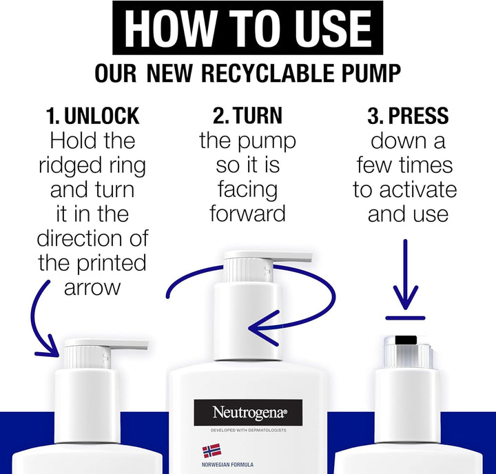 Norwegian Formula Deep Moisture Hypoallergenic Body Lotion (1X 400Ml), Fragrance-Free Hypoallergenic Body Moisturiser for Sensitive and Dry Skin, Provides 48-Hour Moisturisation