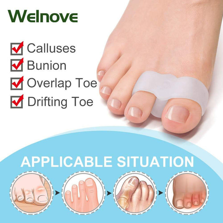Pack of 12 Bunion Corrector, Toe Separators with 2 Loops, Big Toe Space Suitable for Bunion and Overlap Toe (White)