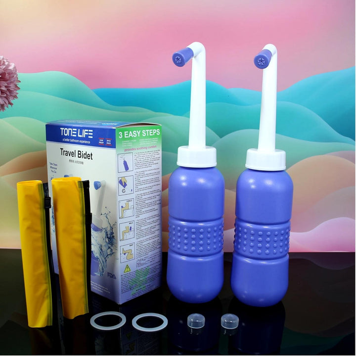 2Pcs-Pack Portable Bidet Sprayer - Easy Bidet Bottle- Travel Bidet - Baby Travel Bathing Kit-Postpartum Perineal Care 450 Ml 15Oz Capacity for Audlt,Baby,Eldery or Cleansing after Birth