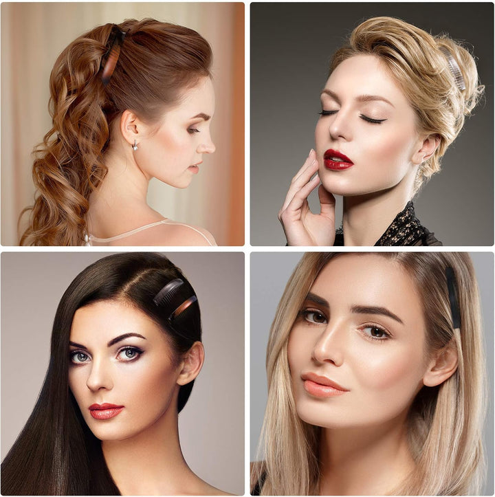 12 Pieces Women French Side Combs, Plastic Hair Combs Slides Twist Decorative for Girls Strong Hold Hair Clips Accessories for Bridal Wedding(16 and 23 Teeth)