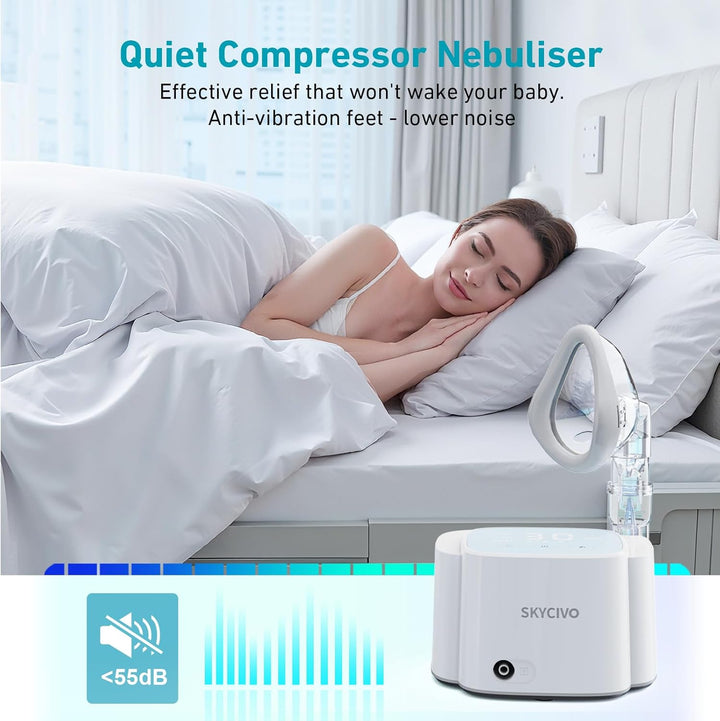 Nebuliser Machine for Adults and Kids, Ultra Quiet Smart Digital Compressor Steam Inhaler, Portable Nebuliser with Adjustable Pressure and Countdown Timer for Home & Travel Ues