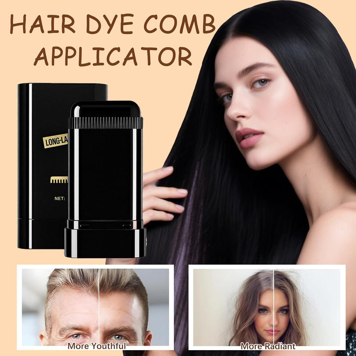 Safe and Convenient Hair Dye Comb, Waterproof Sweat-Proof Hair Dye Stick with Comb, 2-In-1 Quick Touch-Ups Dye Comb for Women & Men (Coffee)