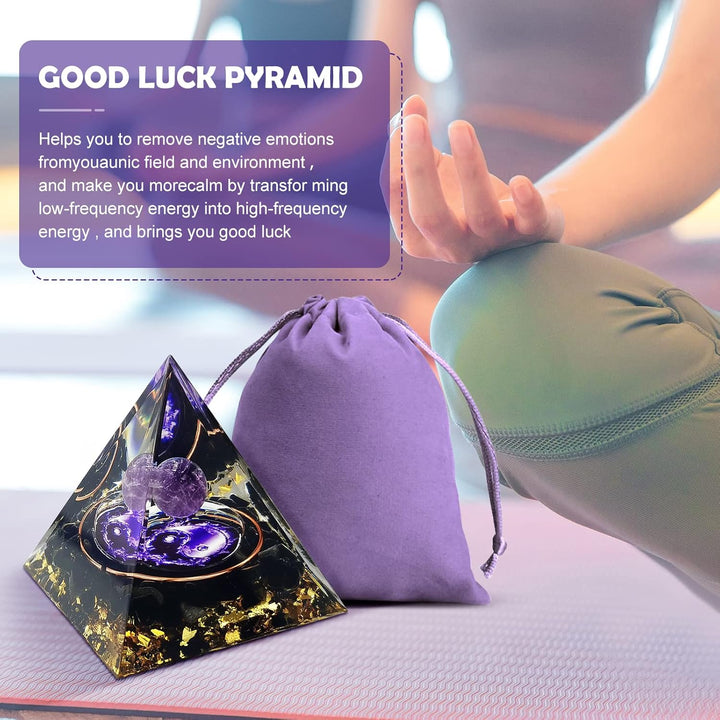 Crystal Pyramid, Moonstone Crystal Ogan Chakra Energy Tower, Positive Energy Generator, Nature Reiki Chakra Crushed Stone Jewelry for Healing Meditation Chakra Balance (Amethyst)