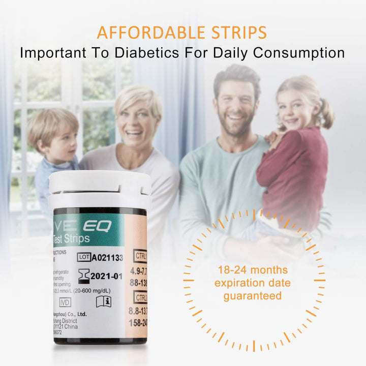 Diabetes Test Strips Blood Glucose Test Strips X 50 & Diabetes Lancets X 50, Blood Glucose Strips, Blood Sugar Test Strips for UK Diabetics in Mmol/L (Compatible with Exactive EQ Impulse)