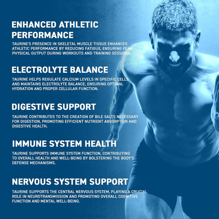 Taurine Powder 1000Mg - Pure & Natural Supplement for Enhanced Muscle Hydration, Recovery, & Endurance - Ideal for Workout & Bodybuilding - Supports Heart Health & Energy Boost (200G - 200 Servings)