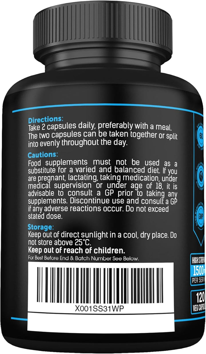 Taurine Supplement 1500Mg Capsules per Serving - Added Magnesium Glycinate, Vitamin B6, B3 and Vitamin D3-120 High Strength Taurine Capsules - (2 Capsules per Serving)