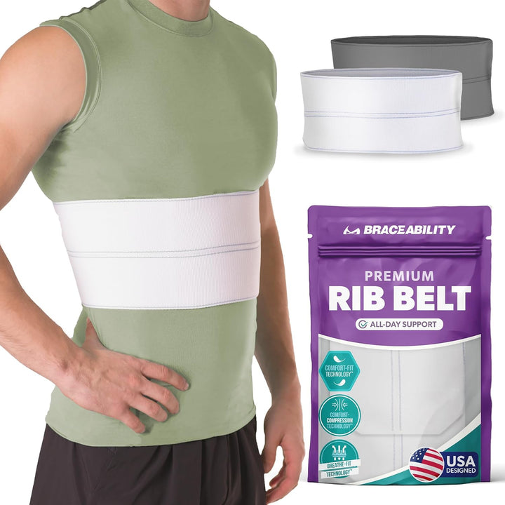 Broken Rib Brace | Elastic Chest Wrap Belt for Cracked, Fractured or Dislocated Ribs Protection, Compression and Support (Female - Fits 28"-60" Chest)