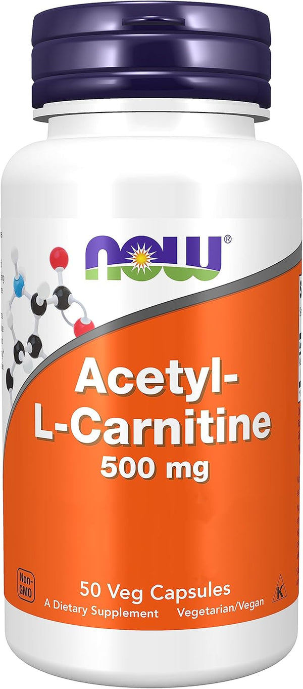 Foods, Acetyl-L-Carnitine, 500Mg, 50 Vegan Capsules, Lab-Tested, Amino Acid, Gluten Free, SOYA Free, Vegetarian