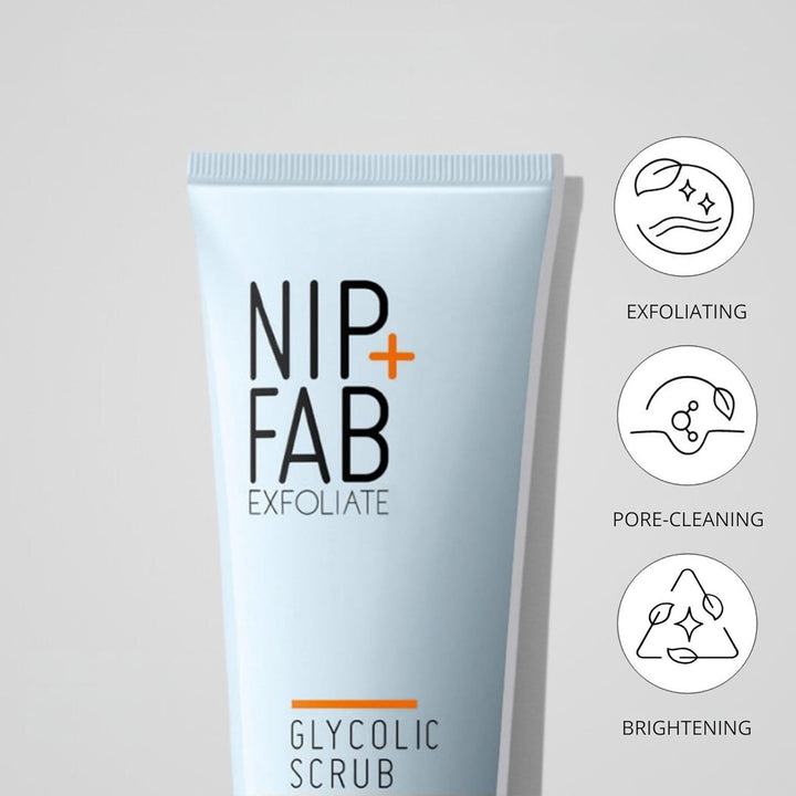 Nip + Fab Glycolic Acid Fix Face Scrub with Salicylic Acid, AHA/BHA Exfoliating Facial Cleanser Polish for Refining Pores Skin Brightening, 75 Ml