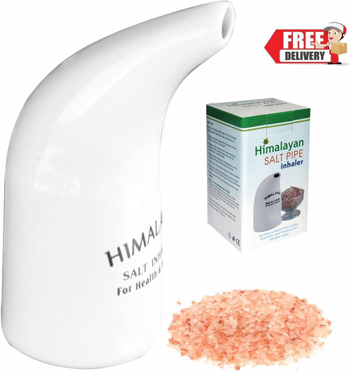 Himalayan Salt Inhaler Pipe Ceramic Steam Inhaler Filled with 100% Pure Blocked Nose Relief Hygienic with 200Grm Salt Free Suitable for Adult and Kids (Pack of 2)