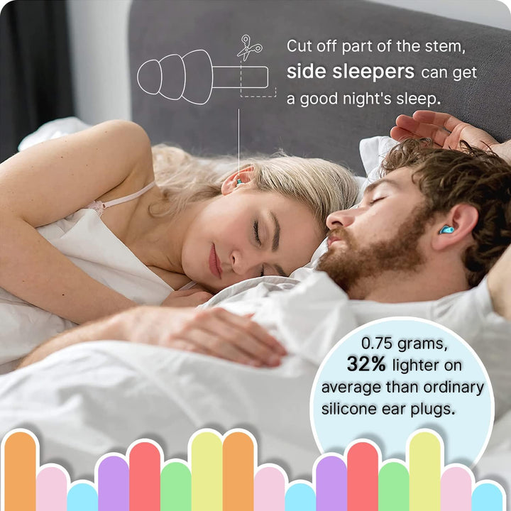 Ear Plugs for Sleep Soft Silicone Reusable, Earplugs for Sleeping Noise Cancelling(4Pairs) Multicoloured