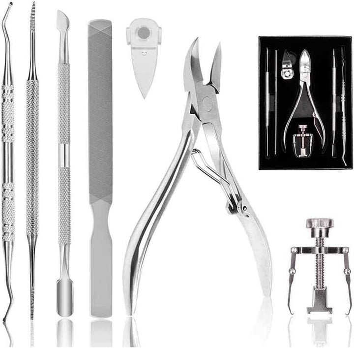 Toenail Clippers Set 7Pcs, Staineless Steel Ingrown Toenail Tool Kit, Professional Toe Nail Nippers Set for Ingrown & Thick Nail, Surgery Grade Manicure Pedicure Tool by