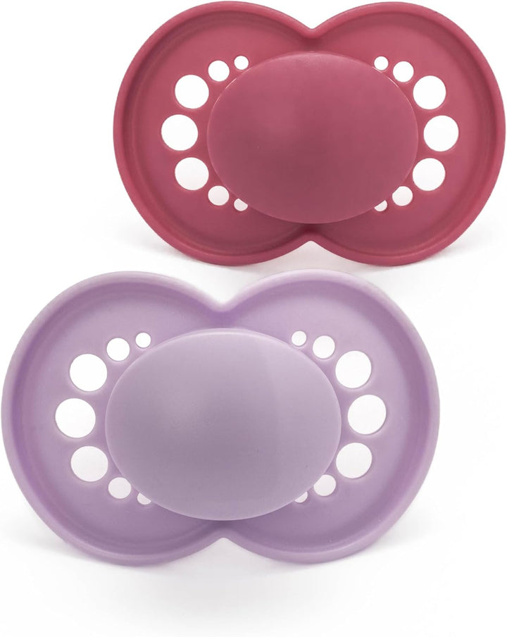 Original Soothers | 16 plus Months | Pack of 2 | Comes in Dummy Steriliser Box | Sustainable Materials | Baby Accessories | Pink (Various Designs)