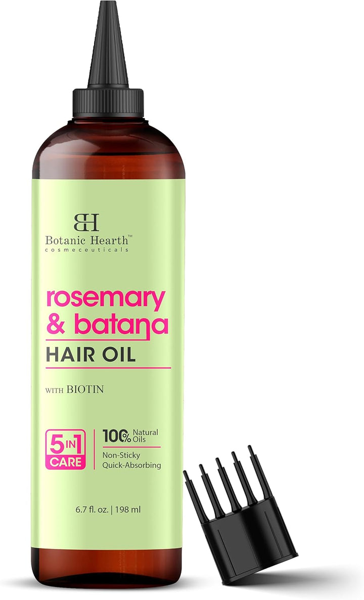 100% Pure Rosemary Oil for Hair Growth Infused with Biotin | Hair Strenghtening Treatment | Nourishing & Volumizing | with Jojoba Oil & Castor Oil | Non GMO Verified | 6.7 Fl Oz