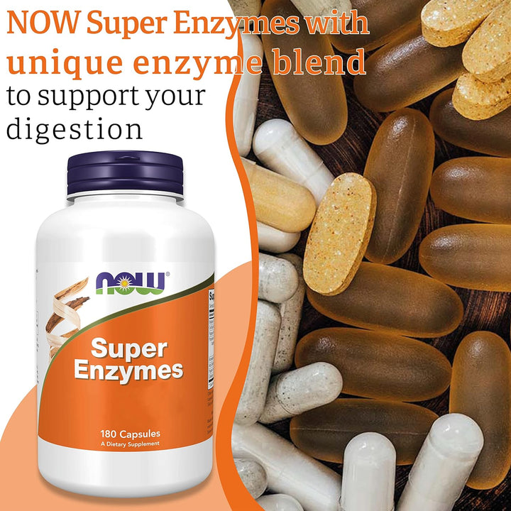 Foods, Super Enzymes, 180 Capsules, Lab-Tested, Enzyme Blend, Gluten Free, Soy Free