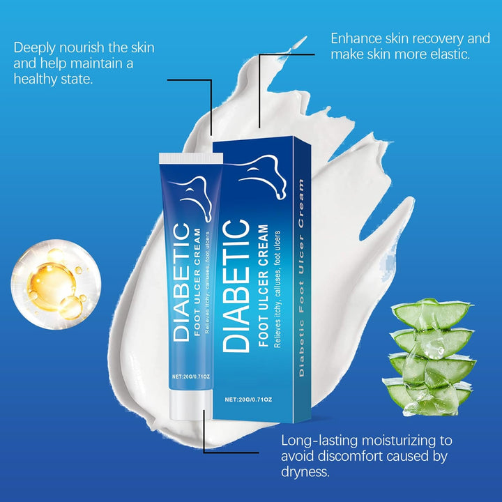 Diabetic Foot Cream 20G, Professional Feet Cream for Diabetic Feet, Foot Moisturise and Soothing Itching, Suitable for Diabetics