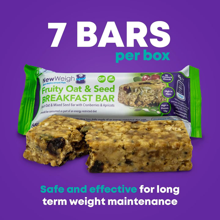 Fruity Oat & Seed Meal Replacement Protein Bars - High in Fibre Energy Breakfast Bar - Gluten-Free Nutritional Diet for Vegans, Vegetarians, Coeliacs (7 X 65G)