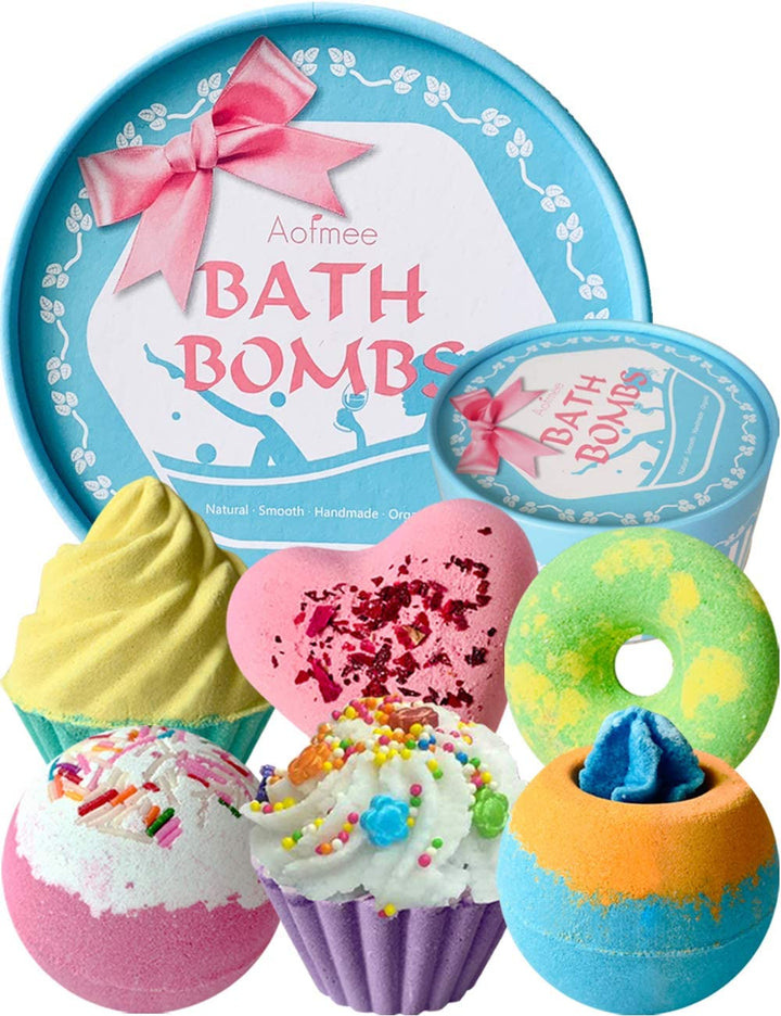 Bath Bombs Gift Set, Handmade Bubble and Floating Fizzies Spa Kit, Shea and Cocoa Dry Skin Moisturize, Birthday Valentines Mothers Day Anniversary Christmas Gifts for Women, Mum, Her, Kids