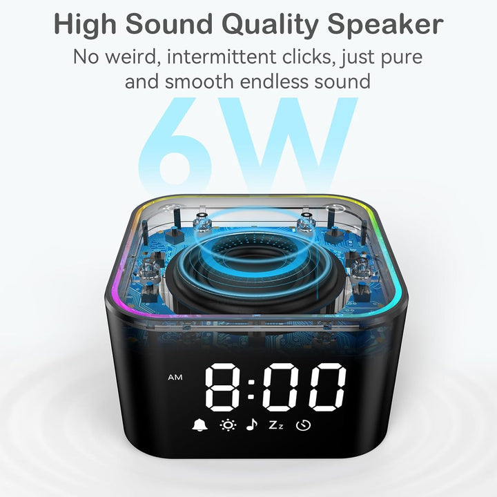 Sound Machine with Alarm Clcok: 30 Non-Looping Sleep Sounds - White Noise Alarm Clock for Natural Wake up - Adjustable Volume & Light, Memory Function, Sleep Timer (Black)