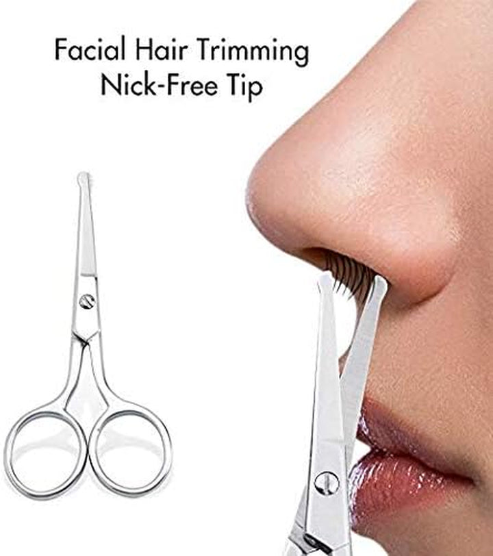 Premium Manicure Rounded Tip Scissors Multi-Purpose Stainless Steel Cuticle Pedicure Beauty Grooming Kit for Nail, Eyebrow, Eyelash, Dry Skin, Nasal/Nose Hair 9Cm