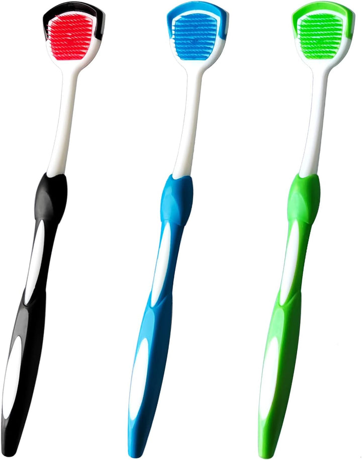 Tongue Brush, Tongue Scraper, Tongue Cleaner, Tongue Brushes Helps Fight Bad Breath, 3 Tongue Scrapers (Blue&Green&Red)