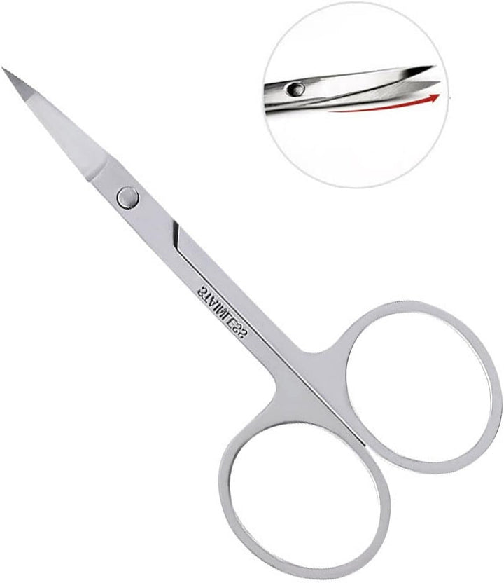 3Pcs Small Eyebrow Scissors and Nose Hair Scissor, Beard Moustache Eyelash Nail Trimmer Facial Hair Grooming Scissors for Man and Woman