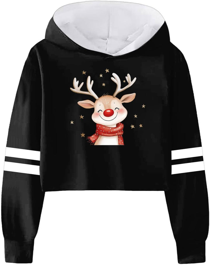 Hoodies for Girls Graphic Letter Print Pullovers Tops Long Sleeve Casual Soft Pullover Christmas Bags