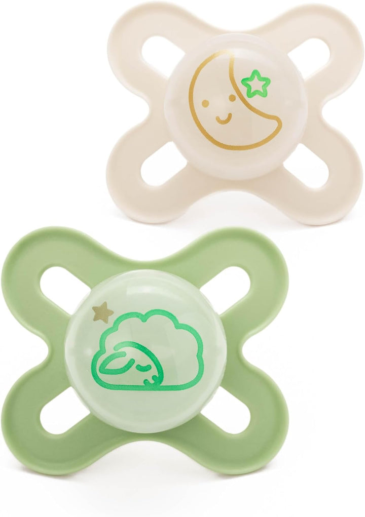 Original Start Soothers | 0-2 Months | 2 Pack | Newborn Dummies | Comes in Dummy Steriliser Case | Sustainable Materials | Baby Accessories for Newborn | Cream (Various Designs)