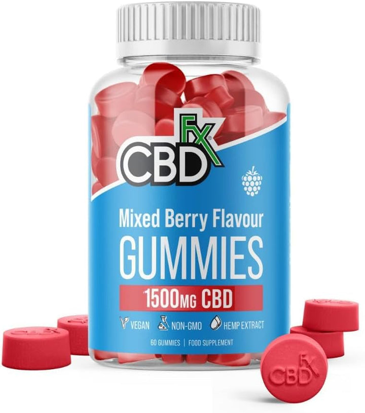 1500Mg High Strength Mixed Berry CBD Gummies, 25Mg per Gummy, Natural Sleep and Anxiety Support, Vegan Gummies No THC (60X Bottle)