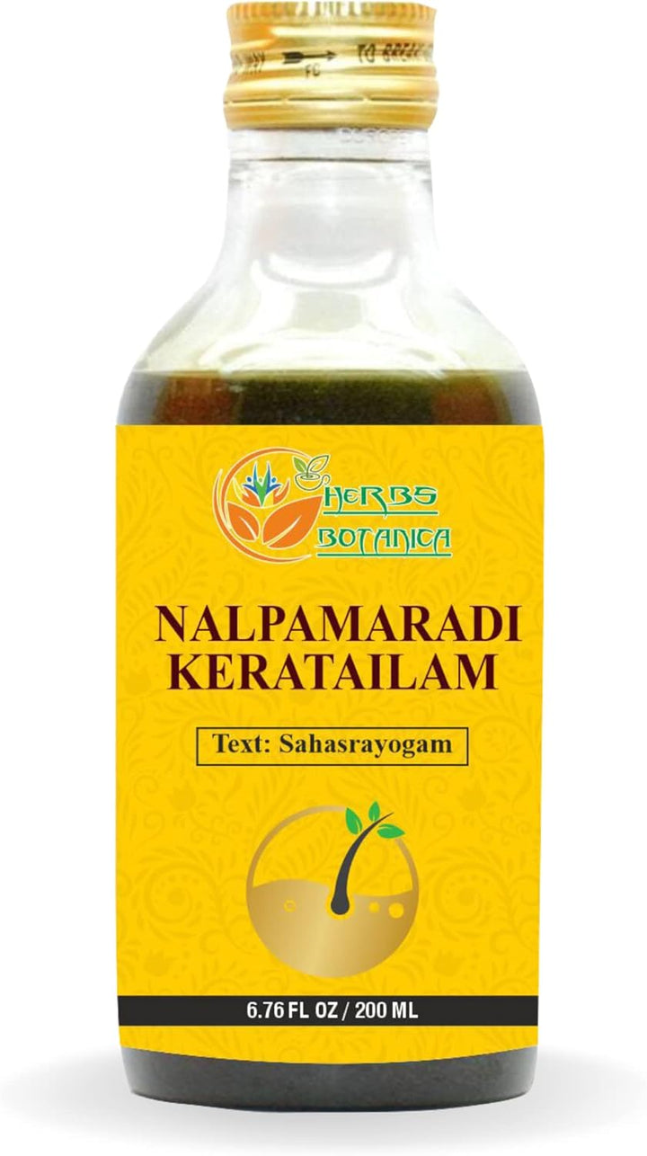 Nalpamaradi Thailam Keratailam Ayurvedic Oil with Turmeric Oil for Skin, Face & Body with 15 Ayurvedic Herbs 6.76 Fl Oz