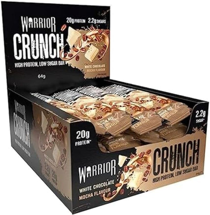 Crunch - High Protein Bars - 20G Protein Each Bar - Low Carb, Low Sugar Snack - 12 Pack X 64G (White Chocolate)