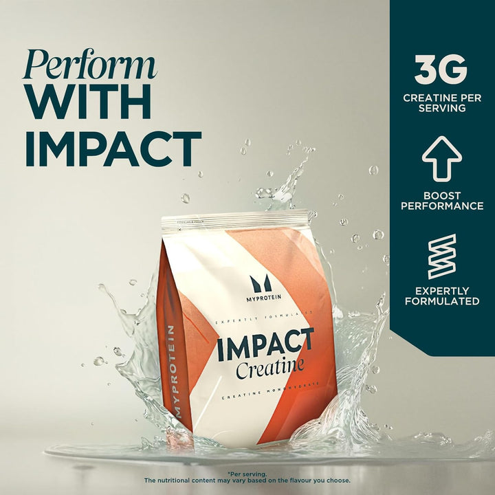 Impact Creatine Monohydrate Powder | 250 G | Micronised Creatine for Strength, Power & Muscle Growth | 3 G per Serving | Supports High-Intensity Training & Recovery | Unflavoured