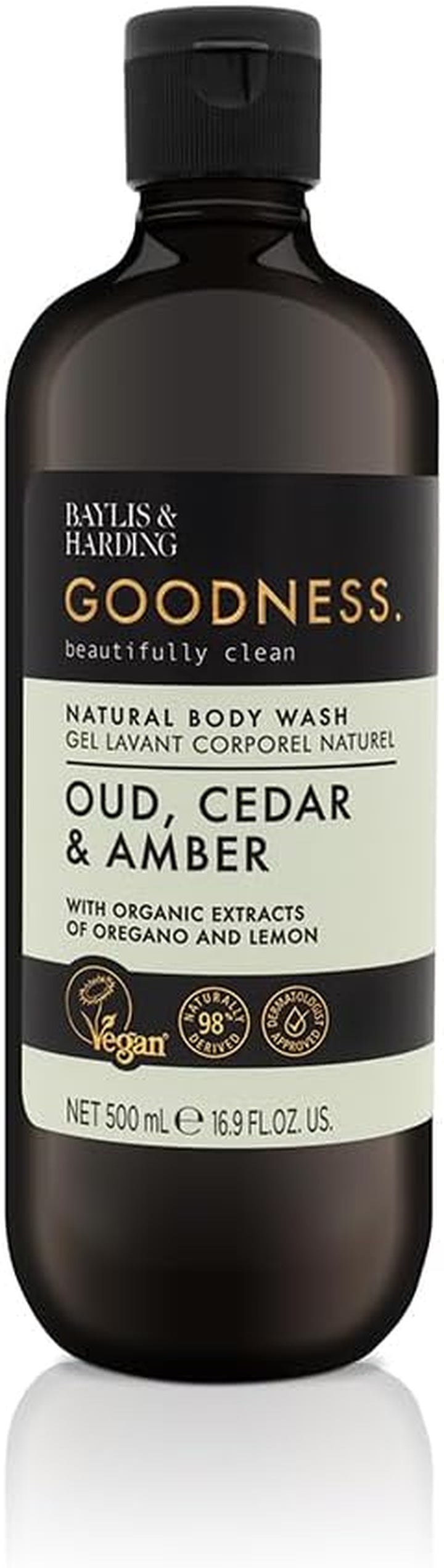 Goodness Oud, Cedar and Amber Body Wash, 500 Ml (Pack of 3) - Vegan Friendly