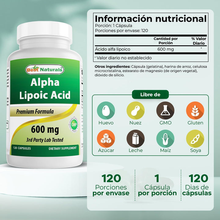 Alpha Liopic Acid 600 Mg 120 Count - ALA Alpha Lipoic Acid Powerful Antioxidant