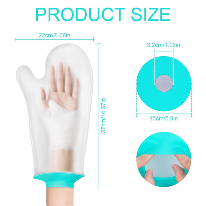 Waterproof Hand Cast Cover for Shower, Reusable Adult Hand Cover, Soft & Comfortable Cast Protectors for Wrist, Finger, Watertight Seal Cast Bag for Bandages, Dressings, Wound Care Supplies