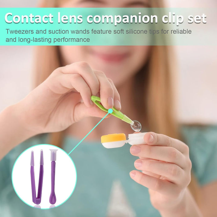 Contact Lenses Applicator, 8Pcs Contact Lens Remover Tools Portable Plastic Contact Lens Tweezers Contact Lens Suction Stick Handler with Storage Case for Outgoing Travelling