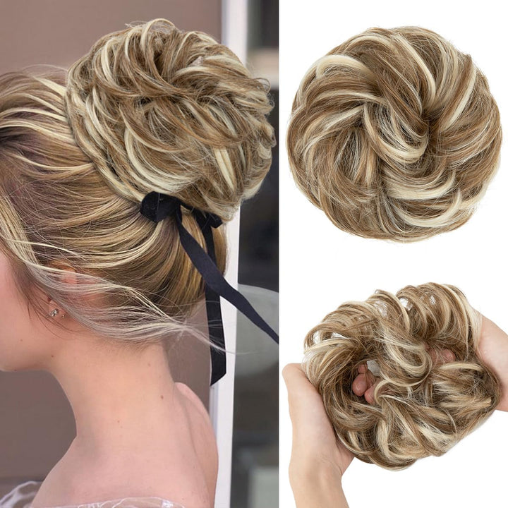 Messy Bun Hair Piece for Womens Synthetic Scrunchies Buns Extension Hairpieces Updo Pony Tail Dirty Blonde