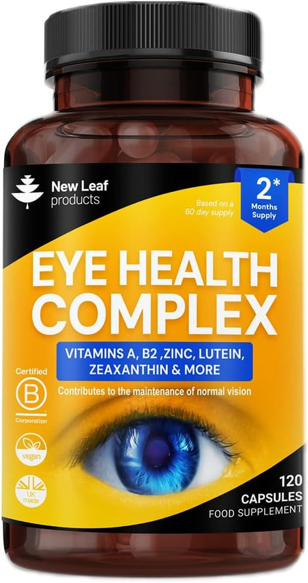 Lutein Supplement for Eyes - Lutein and Zeaxanthin Supplement Enriched with Vitamin A, B2 Which Supports Normal Vision & Zinc Eye Vitamins - Made in the UK Eye Health Complex by New Leaf