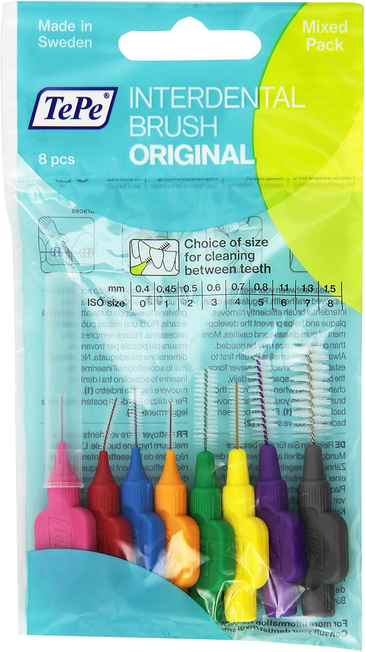 Interdental Brush, Original, Orange, 0.45Mm/Iso 1, 8Pcs, Teeth Cleaning Plaque Removal, Efficient Clean between Teeth, for Narrow Gaps