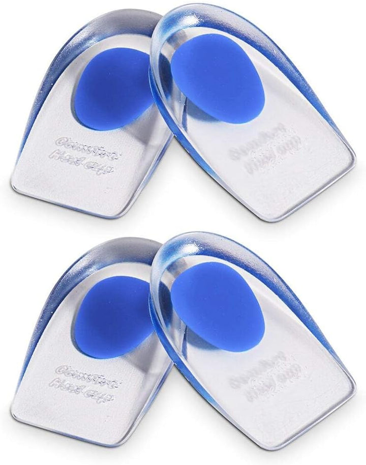 2 Pairs Gel Heel Cups, Silicone Heel Cup Pads for Plantar Fasciitis, Heel Spur & Achilles Pain, Gel Heel Cups and Cushions Absorbing Support (L)