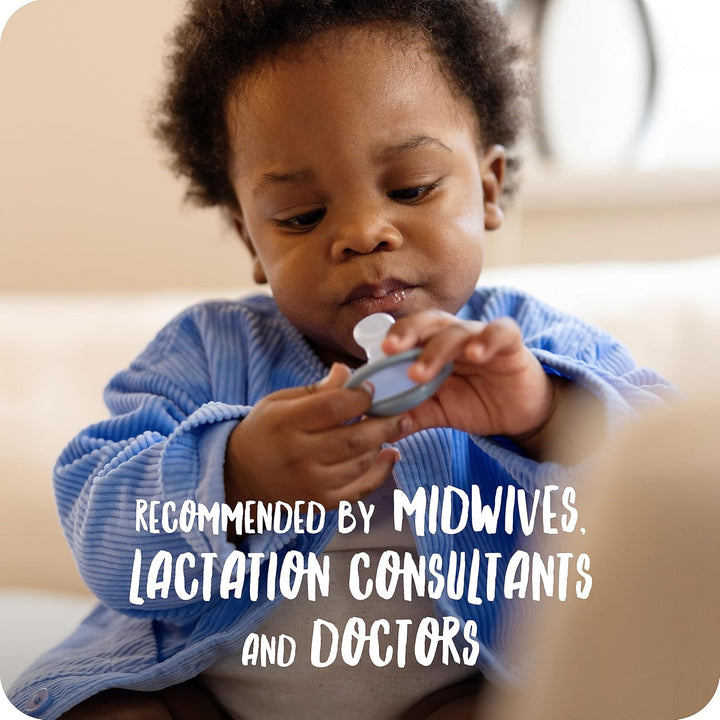 Mommyfeel Baby Dummy | 0-9 Months | Breastfeeding Friendly Soothers | Bpa-Free Silicone | Jeans & Greige | 2 Count