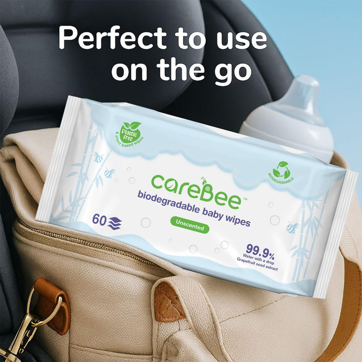 99.9% Water Baby Wipes | Biodegradable, Plant-Based & Plastic-Free | Hypoallergenic, Unscented, Extra Gentle for Sensitive Newborn Skin | 60 Wipes per Pack (1 Count (Pack of 1))