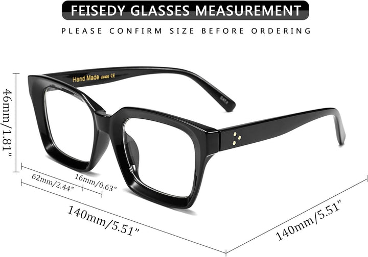 Classic Square Eyewear Non Prescription Clear Lens Glasses for Women Men Thick Frame Glasses B2461