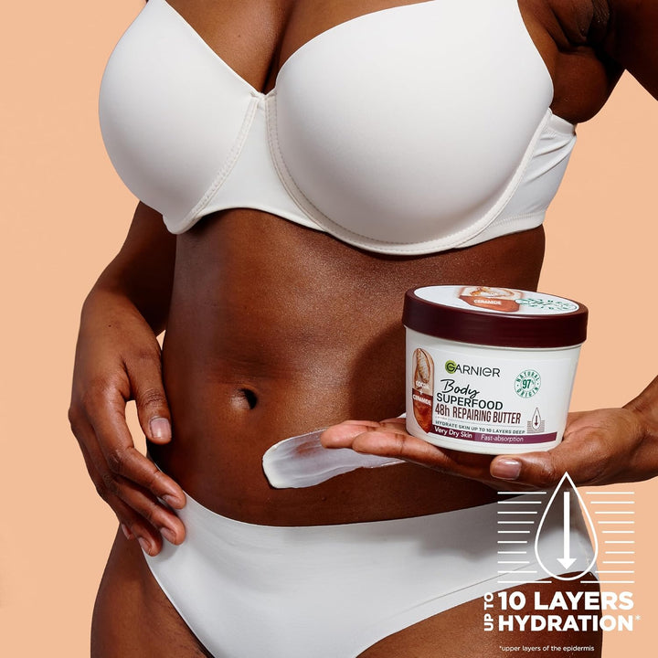 Body Superfood, Repairing Body Butter, with Cocoa & Ceramide, Body Butter for Very Dry Skin, Vegan Formula, Approved by Cruelty Free International, 300Ml