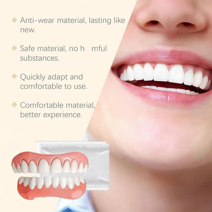 Advanced Full Denture Set,Silicone Reline Denture Set for Women,Soft Denture Reline Kit,Silicone Soft Dentures Repair,Snap on Veneers Teeth Upper & Lower,Silicone Dentures Full Mouth,Full Denture Set