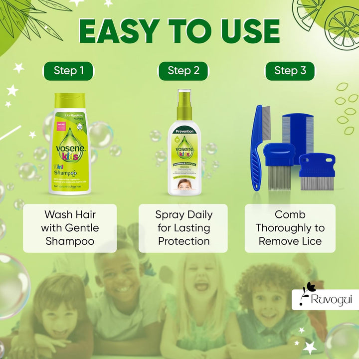 Head Lice Treatment for Kids Bundled with Nit Shampoo, Head Lice Repellent Spray, Kids Detangler Spray, Nit Comb & Flea Comb – Gentle & Effective Nit Treatment. Kills Headlice and Eggs.
