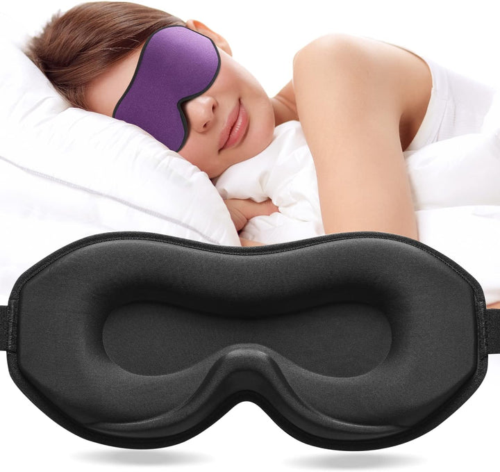 Upgraded Sleep Mask, Perfect Sleeping Mask for Side Sleepers, 3D Ultra Soft Comfortable Eye Masks for Sleeping Women Men Kids with Adjustable Strap, Blindfold for Travel/Sleep/Nap, Black